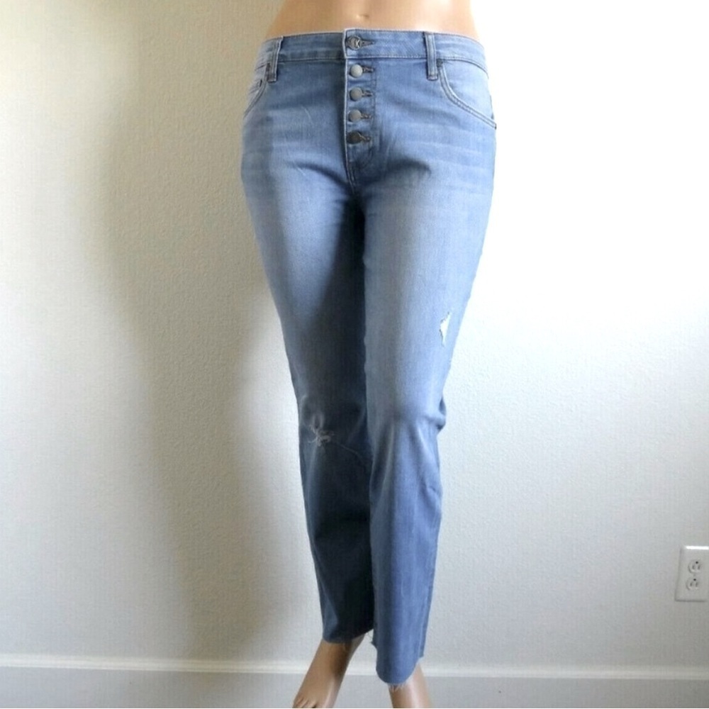 KUT from the KLOTH Jeans Women DISTRESSED REESE Ankle Straight Plus Size 16 NWT - Picture 4 of 6